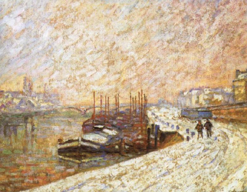 Armand guillaumin Barges in the Snow Germany oil painting art
